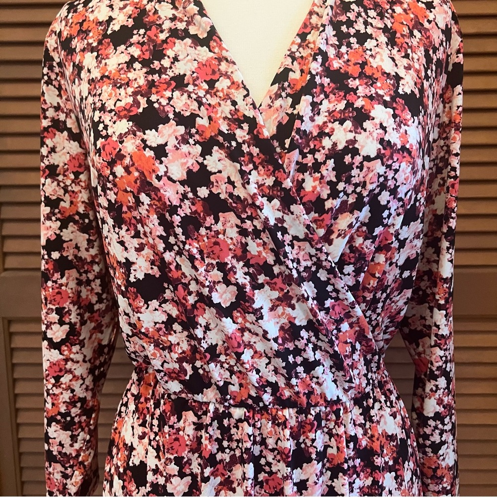 Lane Bryant Pink and Black Floral faux wrap Dress 22/24 petite plus size - Picture 6 of 15